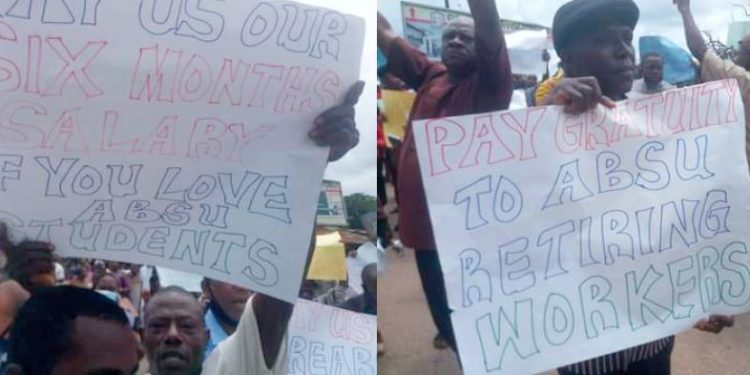 ABSU staff protest 6-months  salary arrears, vow not to reopen