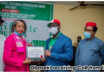 INEC presents Obaseki, deputy with Certificate of Return
