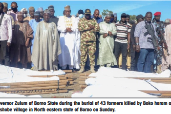 Zulum leads prayer for burial of 44 farmers killed by Boko Haram