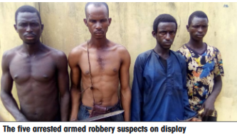 Police arrest 5 for robbing church, kidnap activities in Ogun