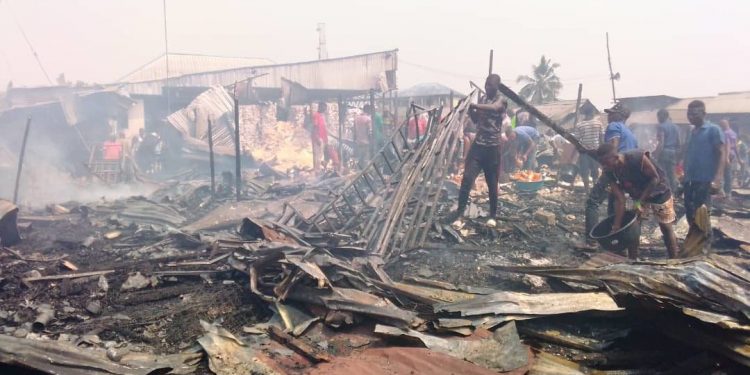 Goods worth millions  destroyed as arsonists set  Bayelsa market ablaze