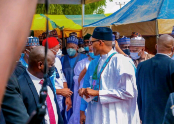 COVID-19: Buhari Violates His Order On Physical Distance, Mask [Photos]