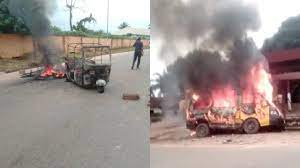 Sit-at-home order: Community decries burning of 2 keke, 2 vehicles in Anambra
