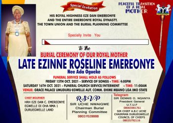 PG extols virtue of Umuduru-Egwelle Royal Mother as she goes home