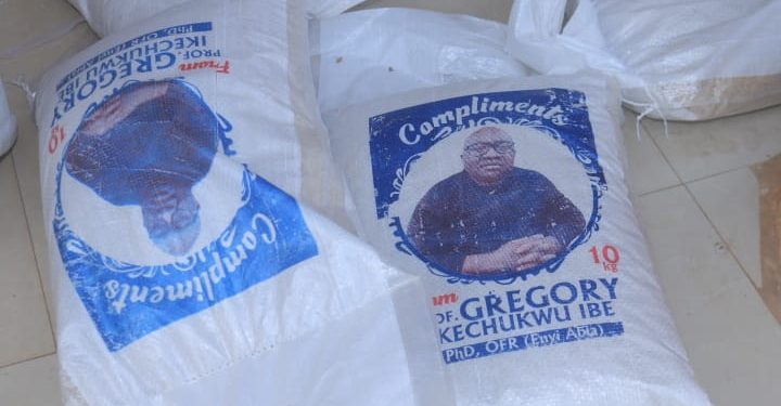 University founder distributes 3,277 bags of rice to poor Abians