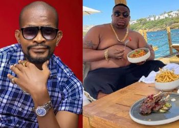 Controversial Nollywood actor, Uche Maduagwu, has advised celebrity bar man, Cubana Chiefpriest(Mazi 46 Cows) to hit the gym. — “Bro work out more, obesity is not fashionable”