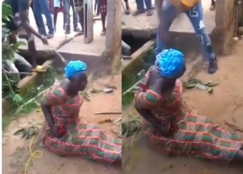 Anger as Abia Community flogs widow mercilessly over alleged involvement in husband’s deathw itchcraft activities