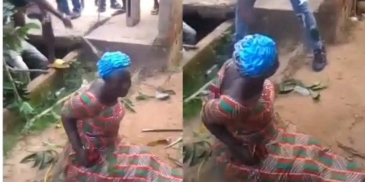 Anger as Abia Community flogs widow mercilessly over alleged involvement in husband’s deathw itchcraft activities