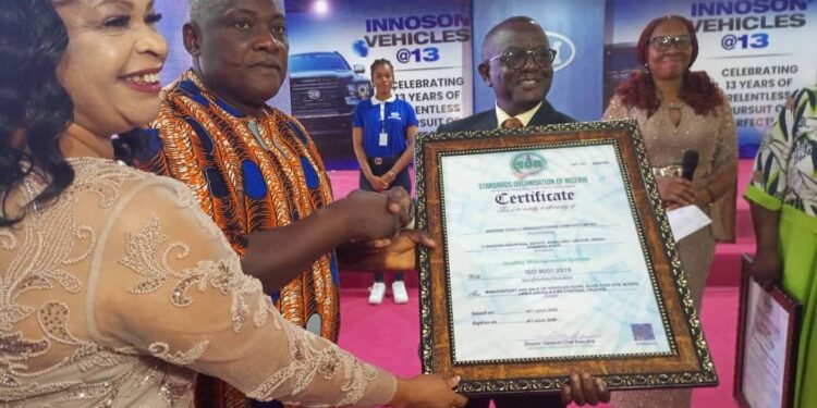Celebrating 13years of relentless pursuit for perfection: Innoson motors gets SON certified