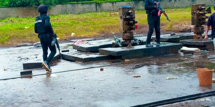 NSCDC sets stolen crude ablaze in Imo