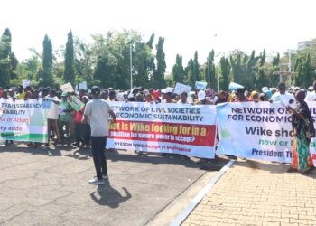 Protesters call on President Tinubu to sack FCT Minister, Nyesom Wike