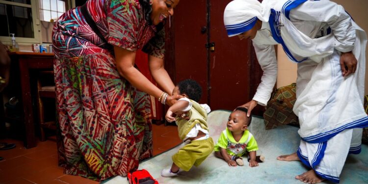 Soludo’s wife weeps during visits to orphanages in Anambra