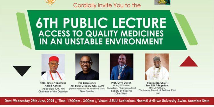 Peter Obi, Igwe Achebe to attend 6th public lecture, PSN Board of Fellows, on 26th June