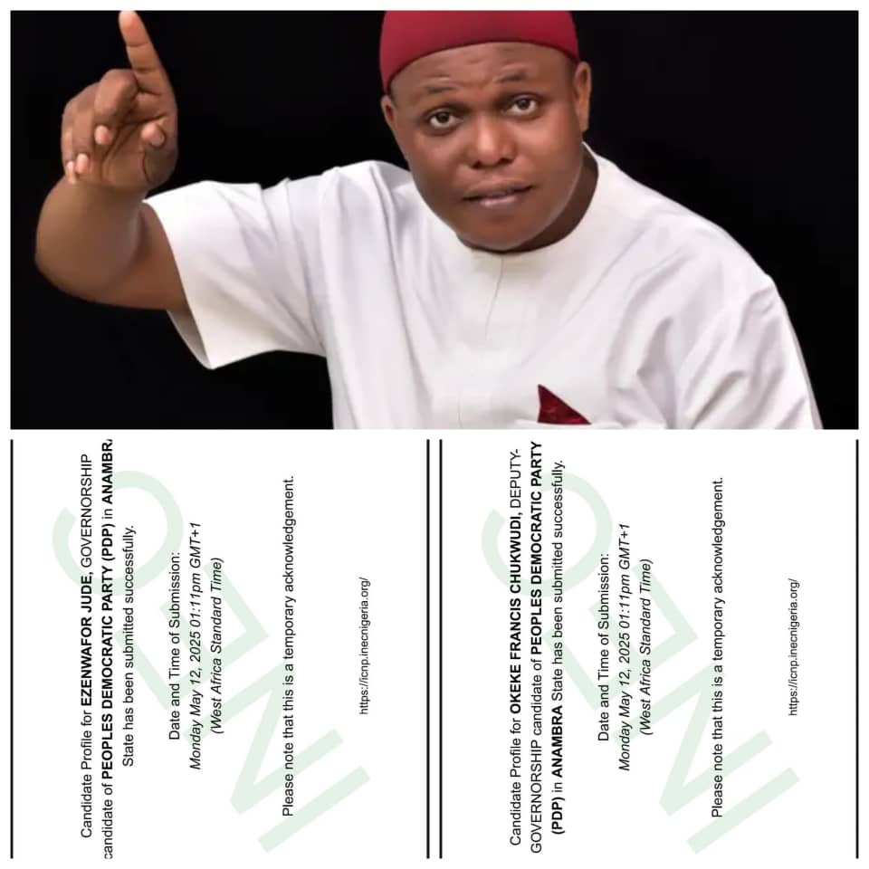 INEC: PDP Submits Ezenwafor Nomination as Party’s Governorship Candidate in Anambra
