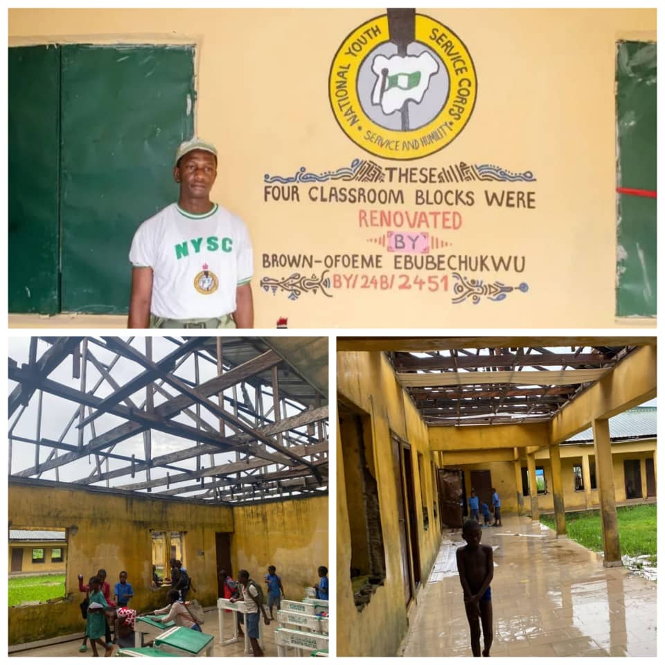 Anambra Born Corper, Ofoeme, Renovates Four Dilapidated Classrooms In Bayelsa